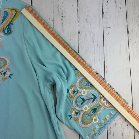 Soft Surroundings Blue River Island Embroidered Tunic 3/4 Sleeve Plus Size 2X - Picture 13 of 16